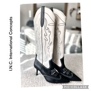NEW I.N.C. INTERNATIONAL CONCEPTS HAYLEIGH MID HEEL TALL COWBOY BOOTS